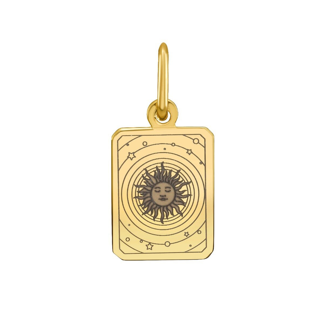 14K Sun Tarot Charm, front view