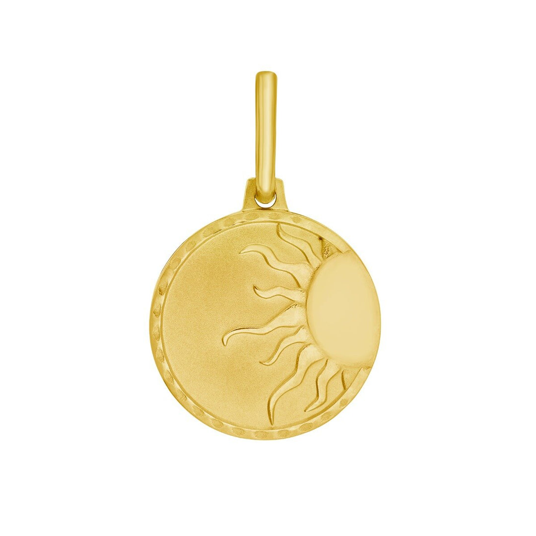 14K Sun Token Charm, front view