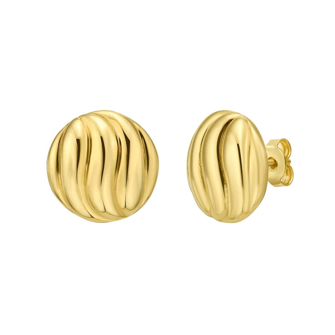 14K Swirl Button Earrings, view 3