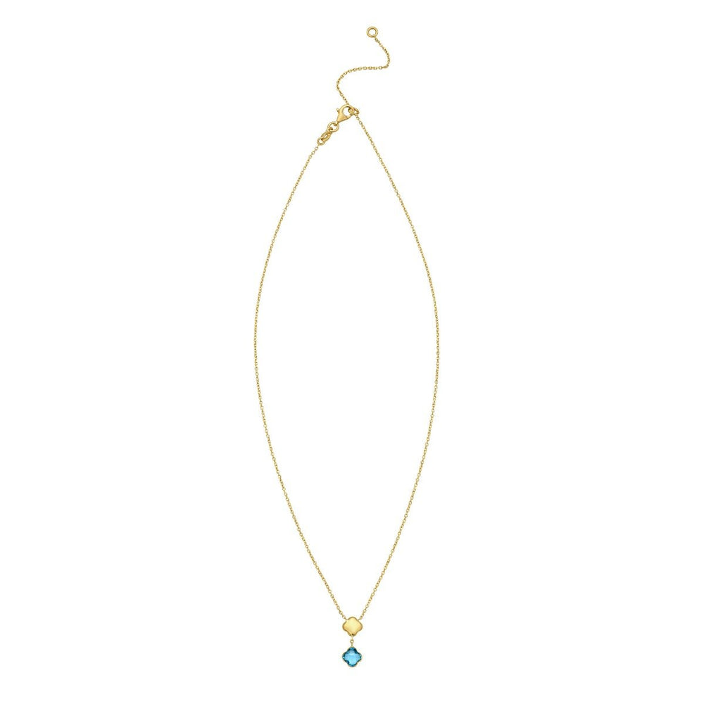 14K Swiss Blue Topaz Clover Gem Necklace, view 2