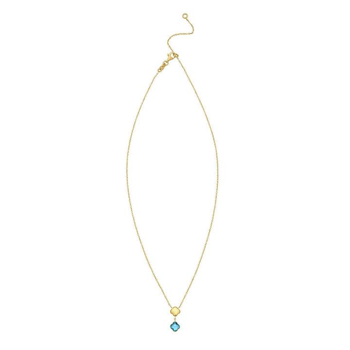 14K Swiss Blue Topaz Clover Gem Necklace, view 2