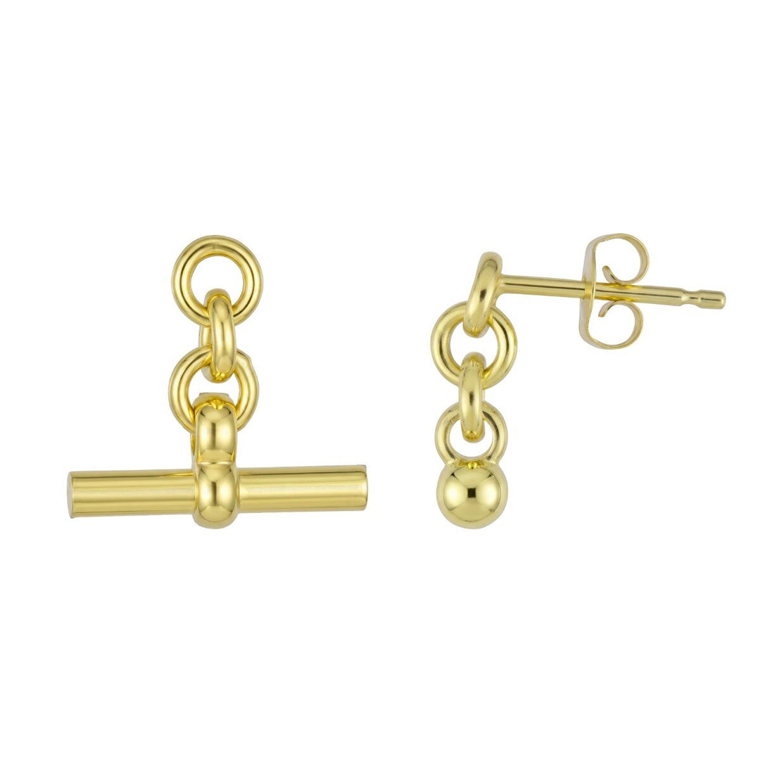 14K T-Bar Dangle Earrings, front view