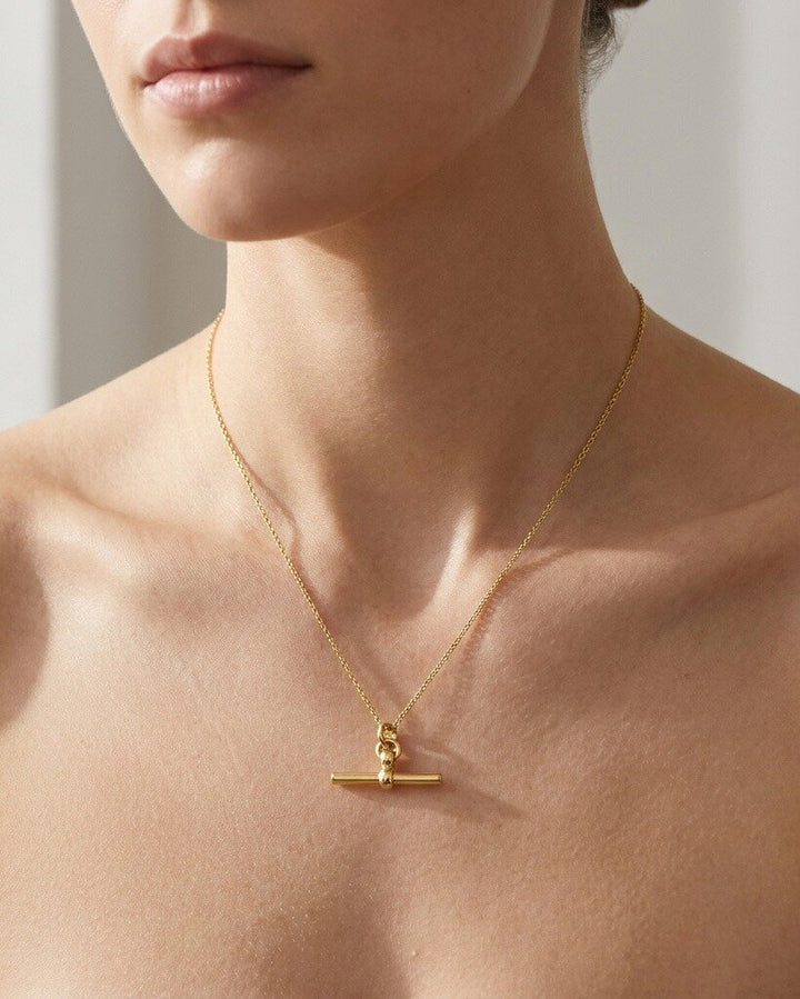 14K T-Bar Necklace, view 2