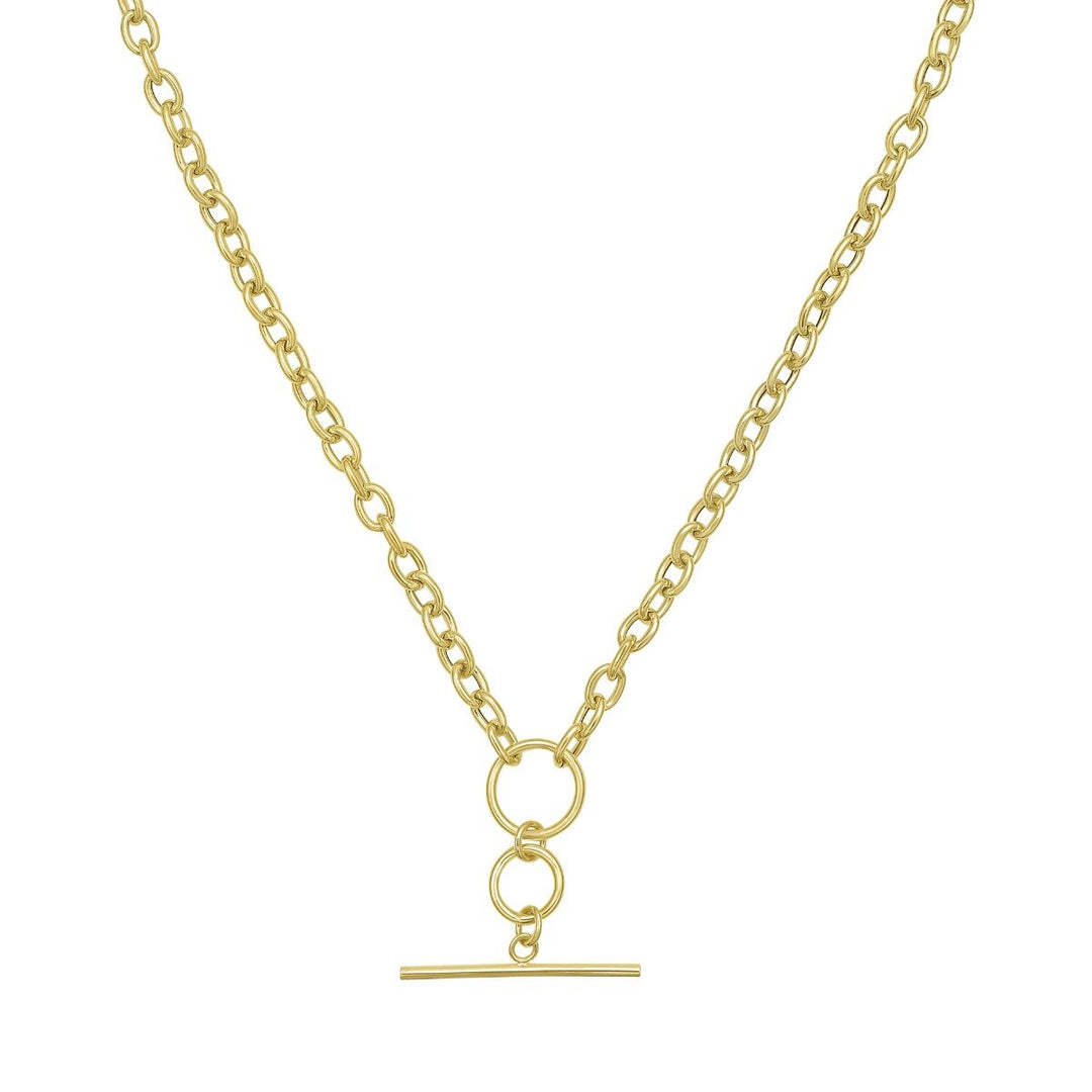 14K T-Bar &amp; Ring Necklace, front view
