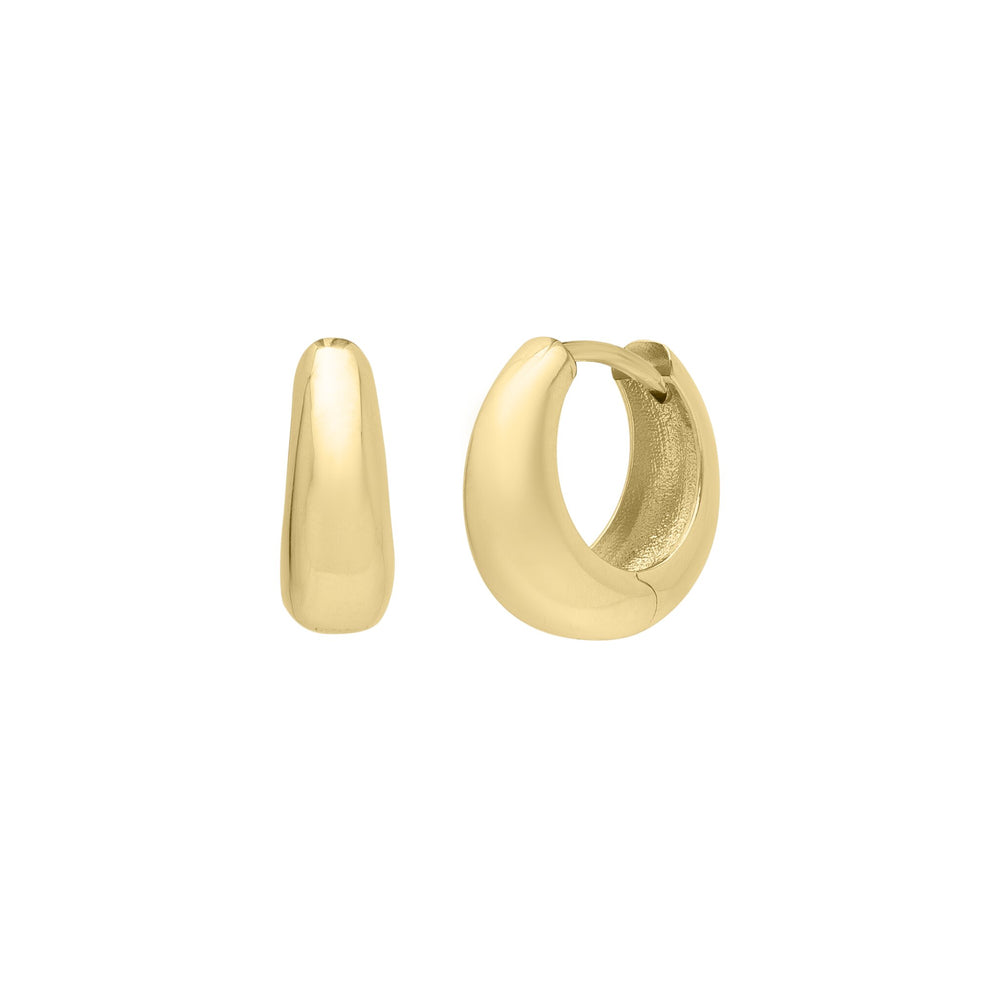 14K Tapered Huggie Hoops, view 2