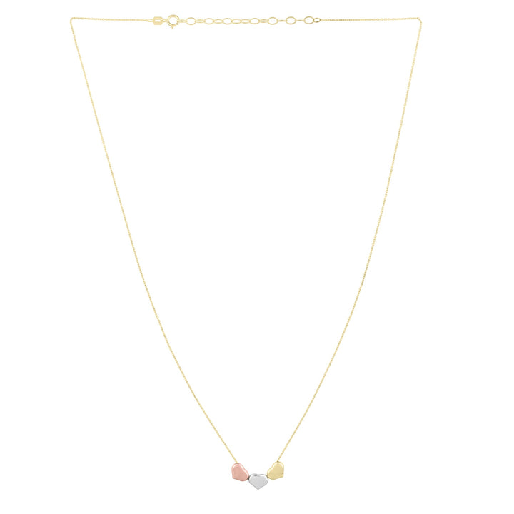 14K Tri-Color Gold Tri-Color Triple Heart Necklace, view 2