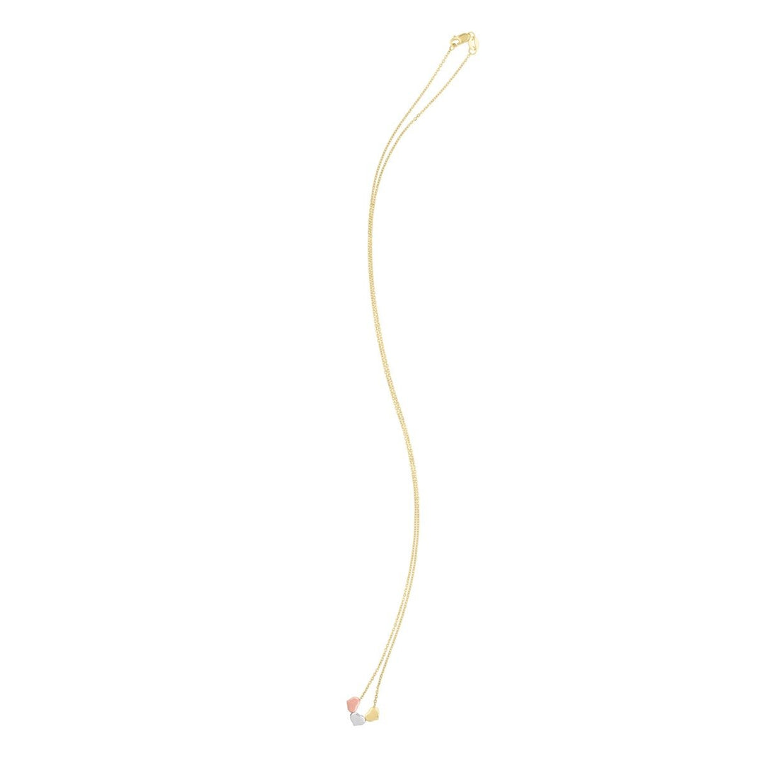 14K Tri-Color Gold Tri-Color Triple Heart Necklace, view 3