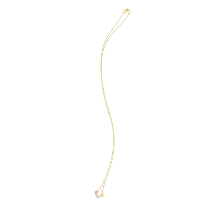 14K Tri-Color Gold Tri-Color Triple Heart Necklace, view 3