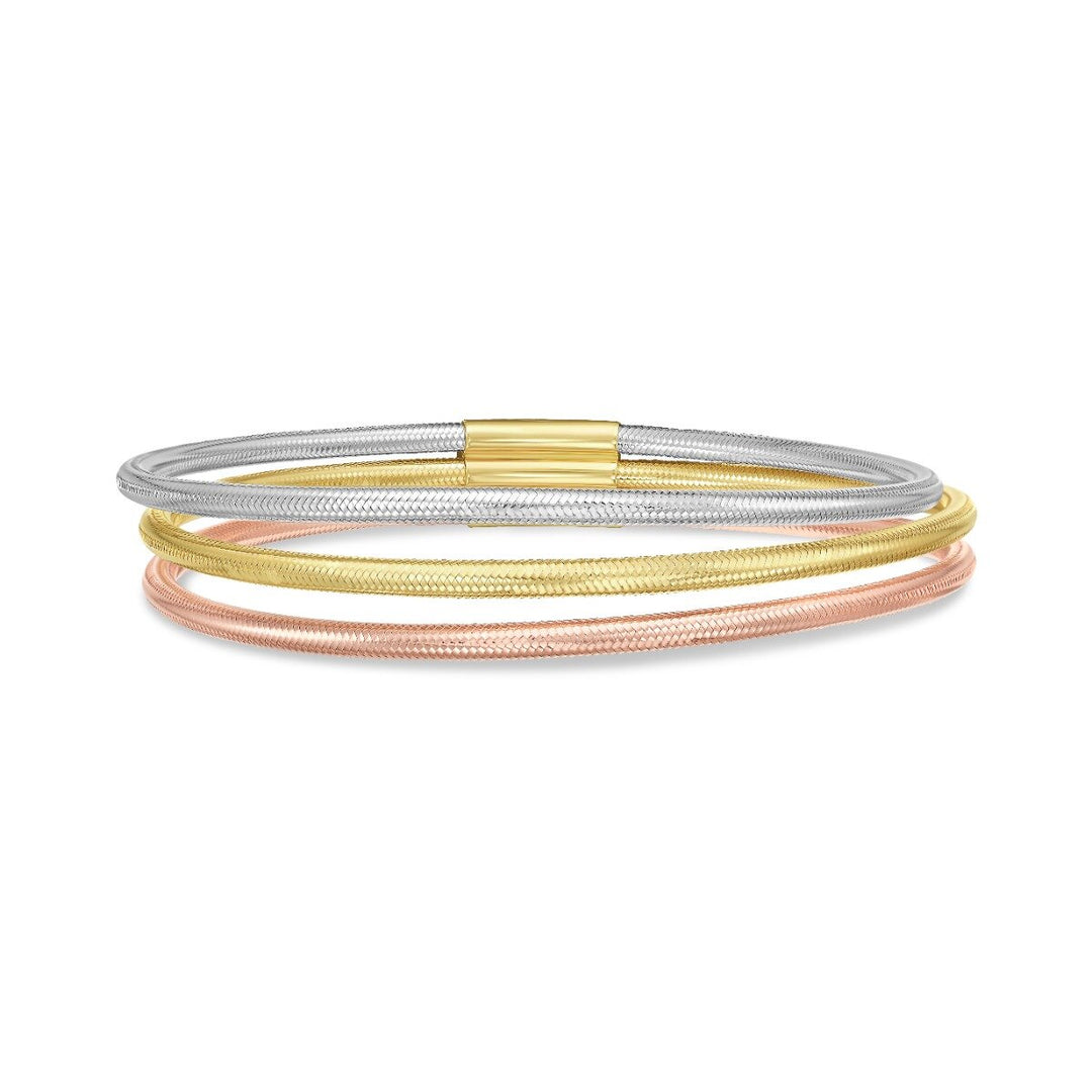 14K Tri-Color Stretch Mesh Bracelet, front view