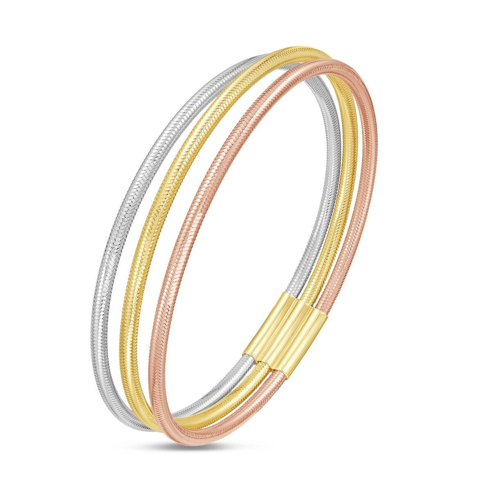 14K Tri-Color Stretch Mesh Bracelet, view 2