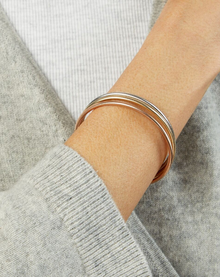 14K Tri-Color Stretch Mesh Bracelet, view 3