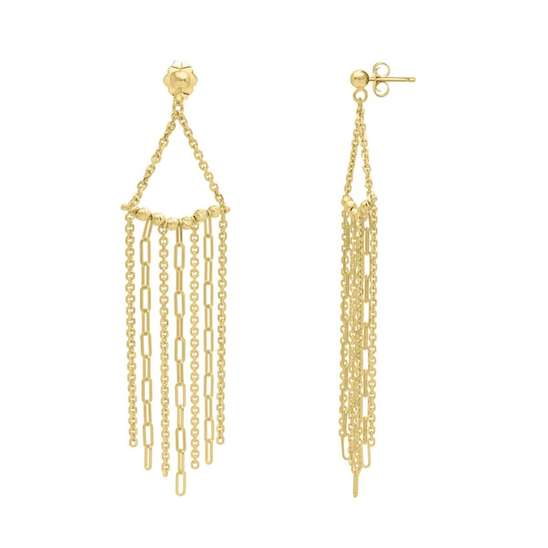 14K Triangle Fringe Earrings, view 2