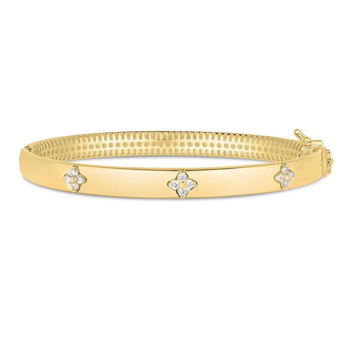 14K Trilogy Diamond Bangle, front view