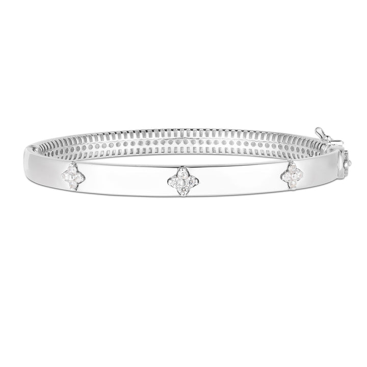 14K Trilogy Diamond Bangle, front view