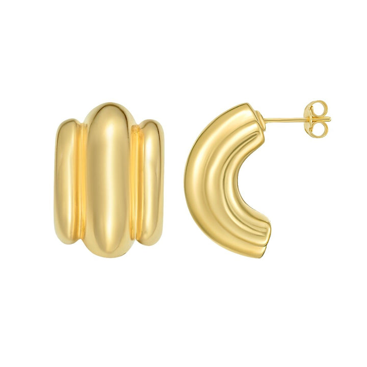 14K Triple Bar Half Hoop Earrings, view 2