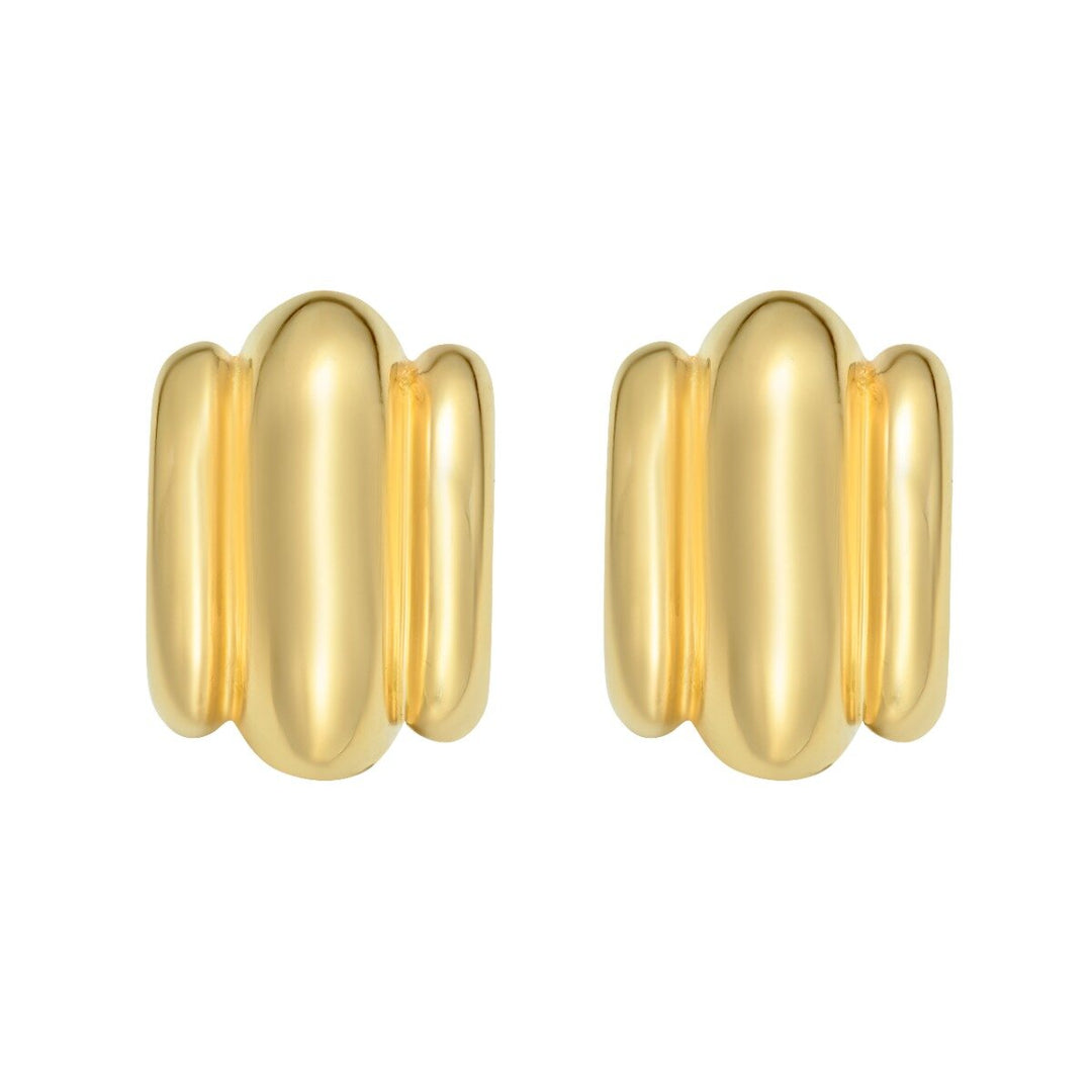 14K Triple Bar Half Hoop Earrings, view 3