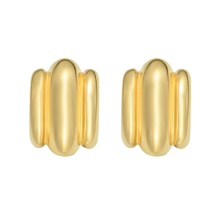 14K Triple Bar Half Hoop Earrings, view 3
