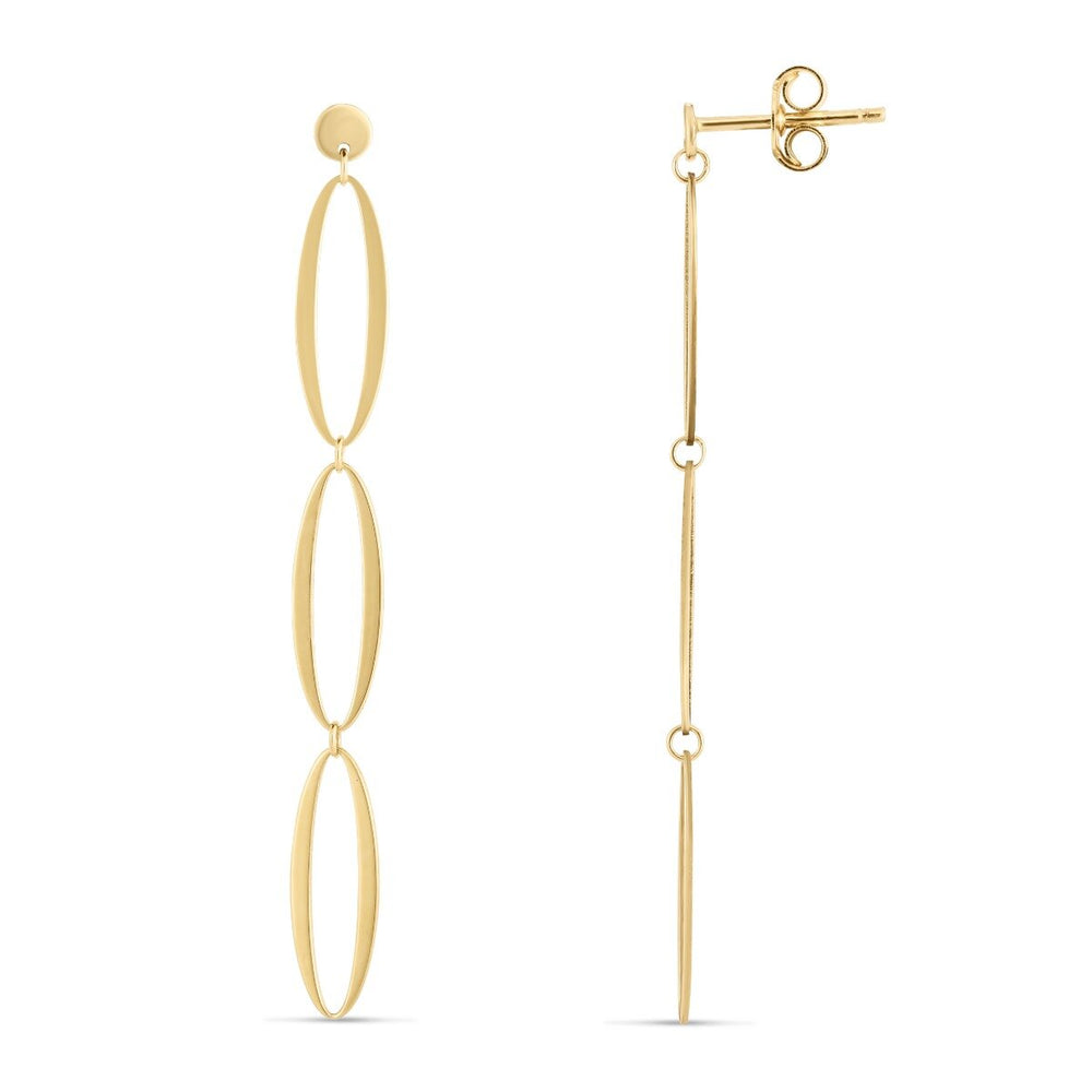 14K Triple Oval Drop Earrings, view 2