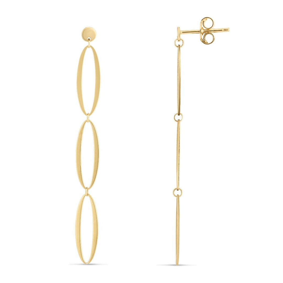 14K Triple Oval Drop Earrings, view 2
