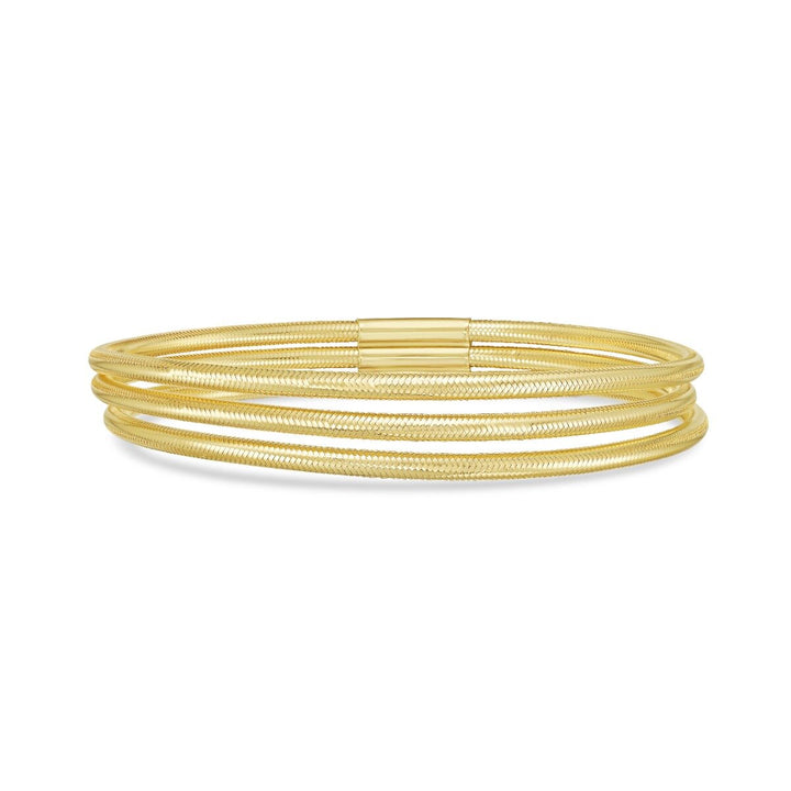 14K Triple Row Stretch Mesh Bracelet, front view