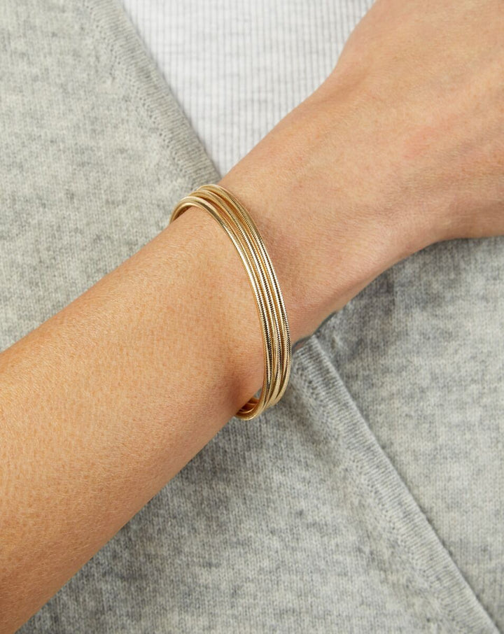 14K Triple Row Stretch Mesh Bracelet, view 2