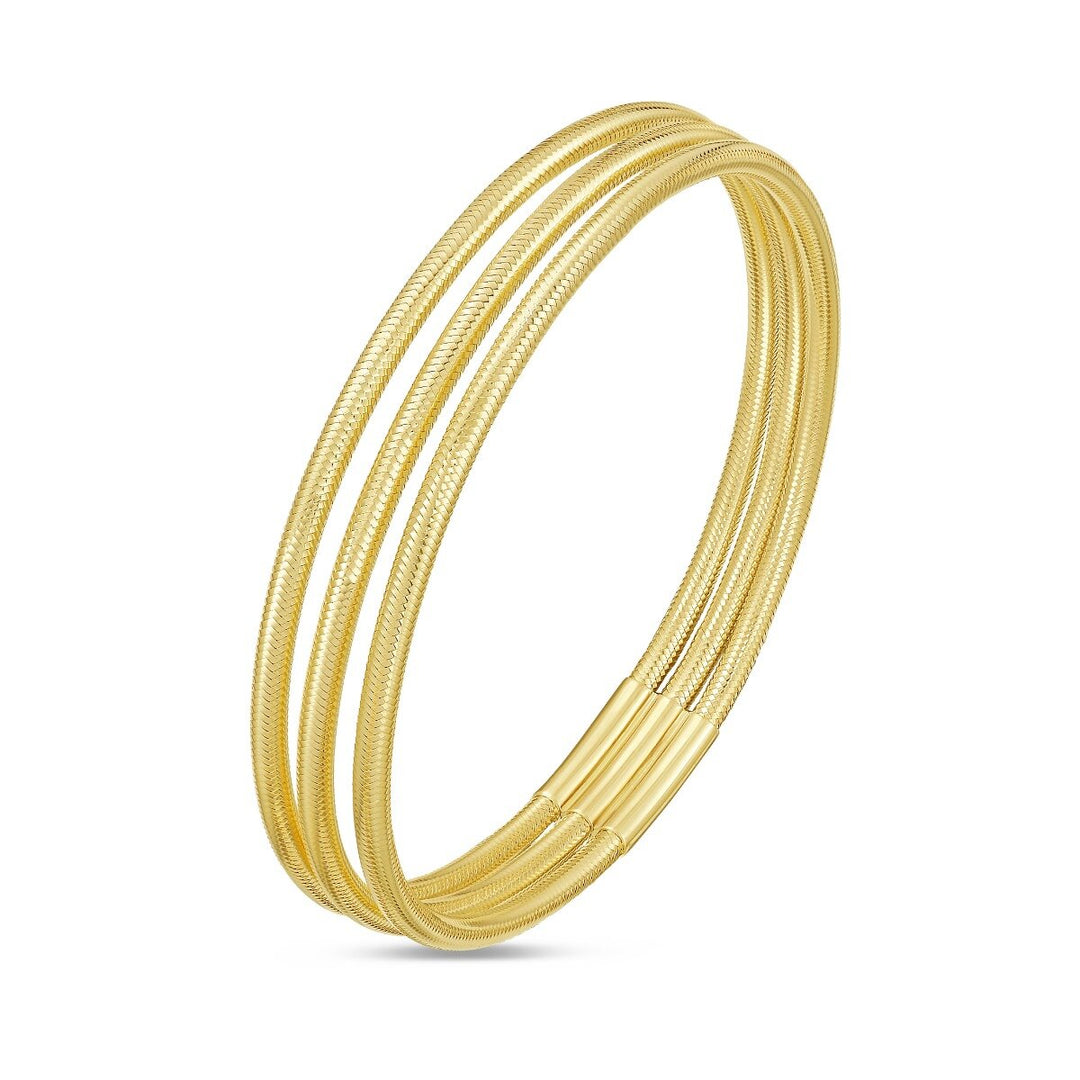 14K Triple Row Stretch Mesh Bracelet, view 3