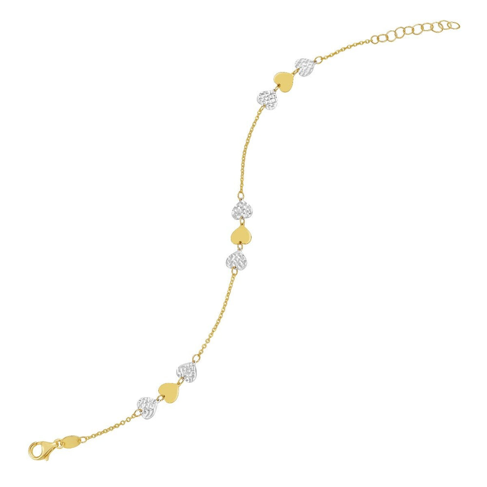 14K TT Diamond-Cut Heart Bracelet, view 2
