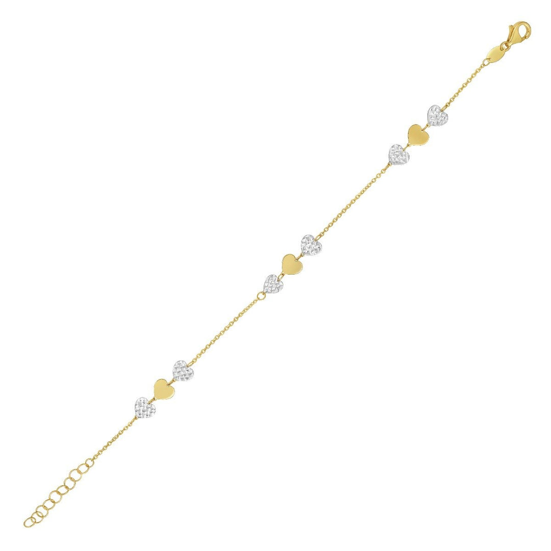 14K TT Diamond-Cut Heart Bracelet, view 3