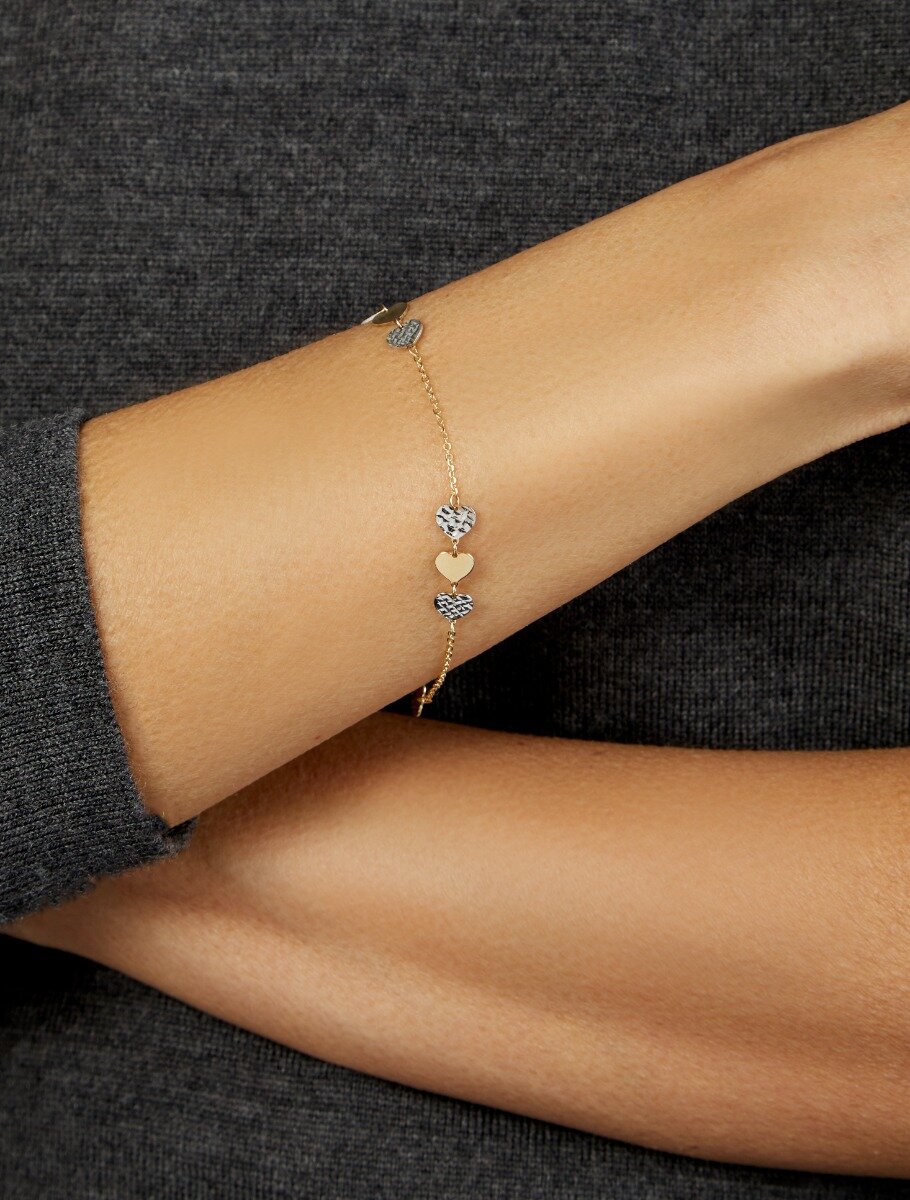 14K TT Diamond-Cut Heart Bracelet, view 4