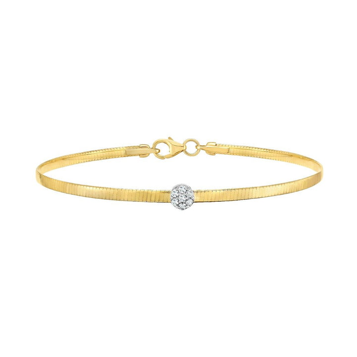 14K TT Diamond Omega Bracelet, front view