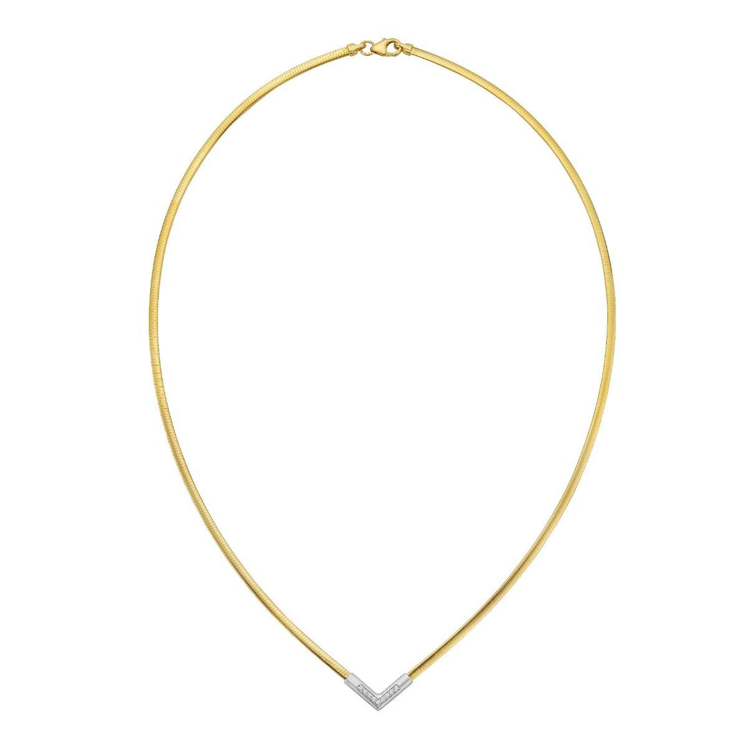 14K TT Diamond Omega Chevron Necklace, front view