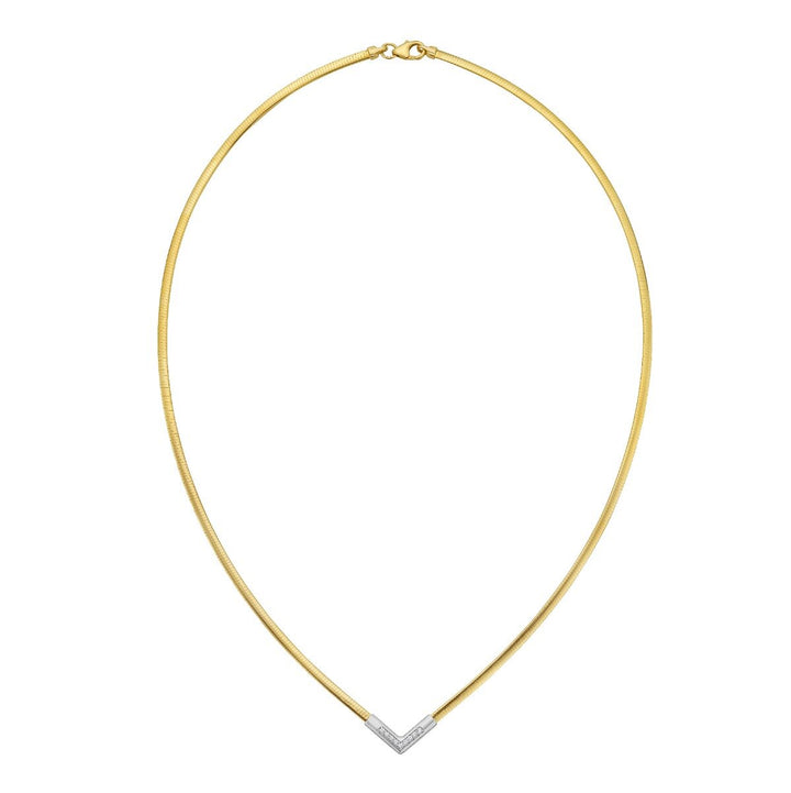 14K TT Diamond Omega Chevron Necklace, front view