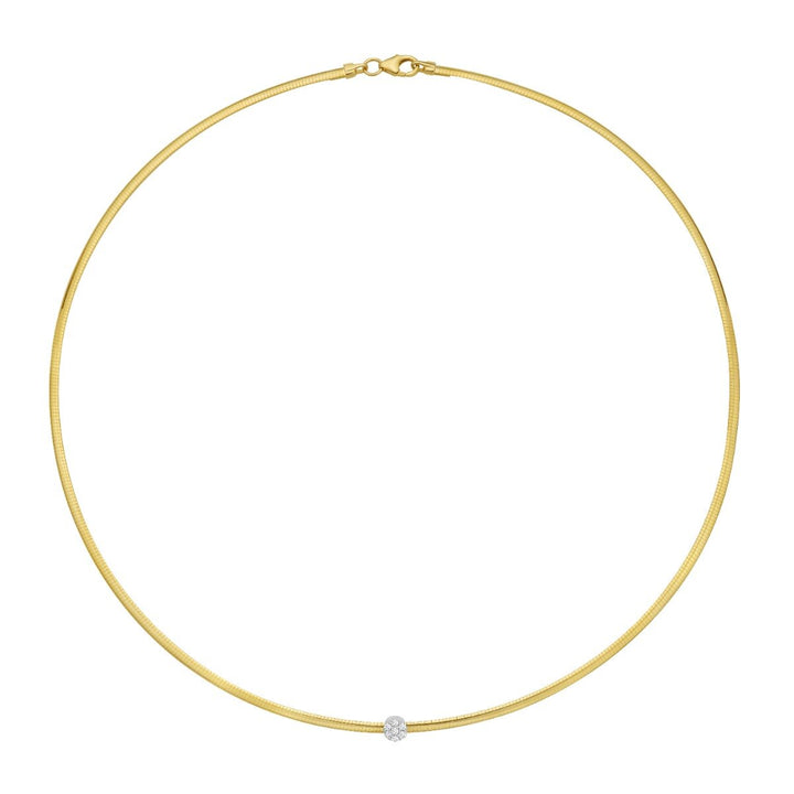 14K TT Diamond Omega Round Necklace, front view