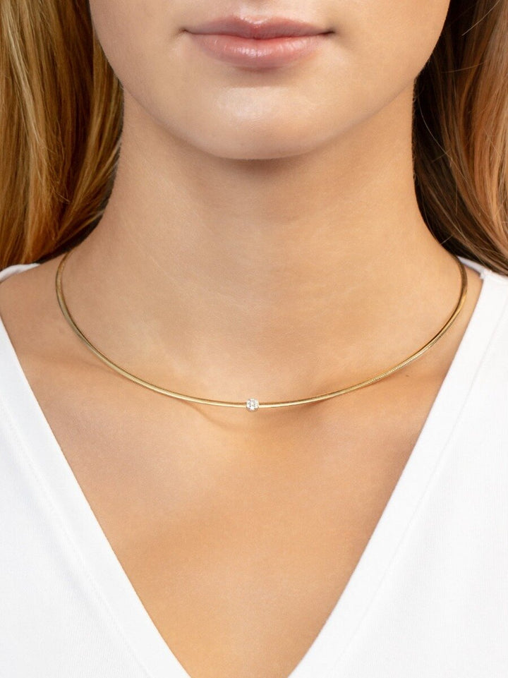 14K TT Diamond Omega Round Necklace, view 3
