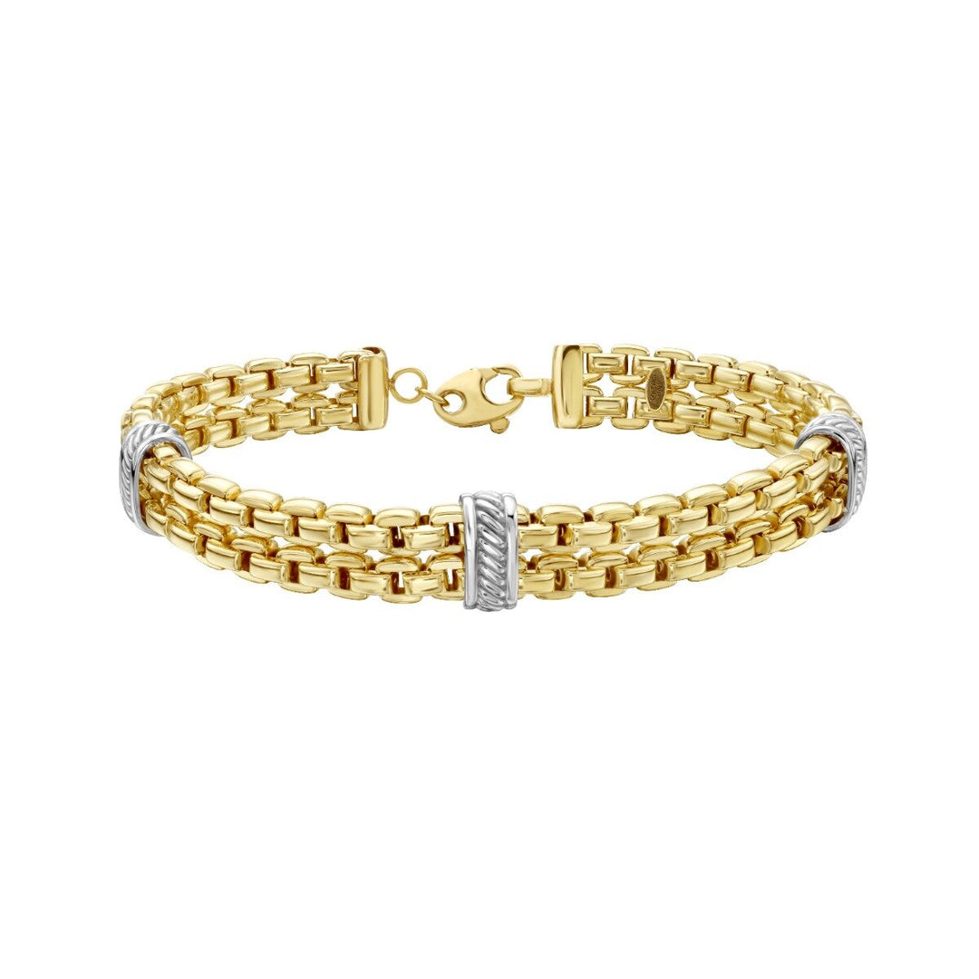 14K TT Venetian Box Double Row Bracelet, front view
