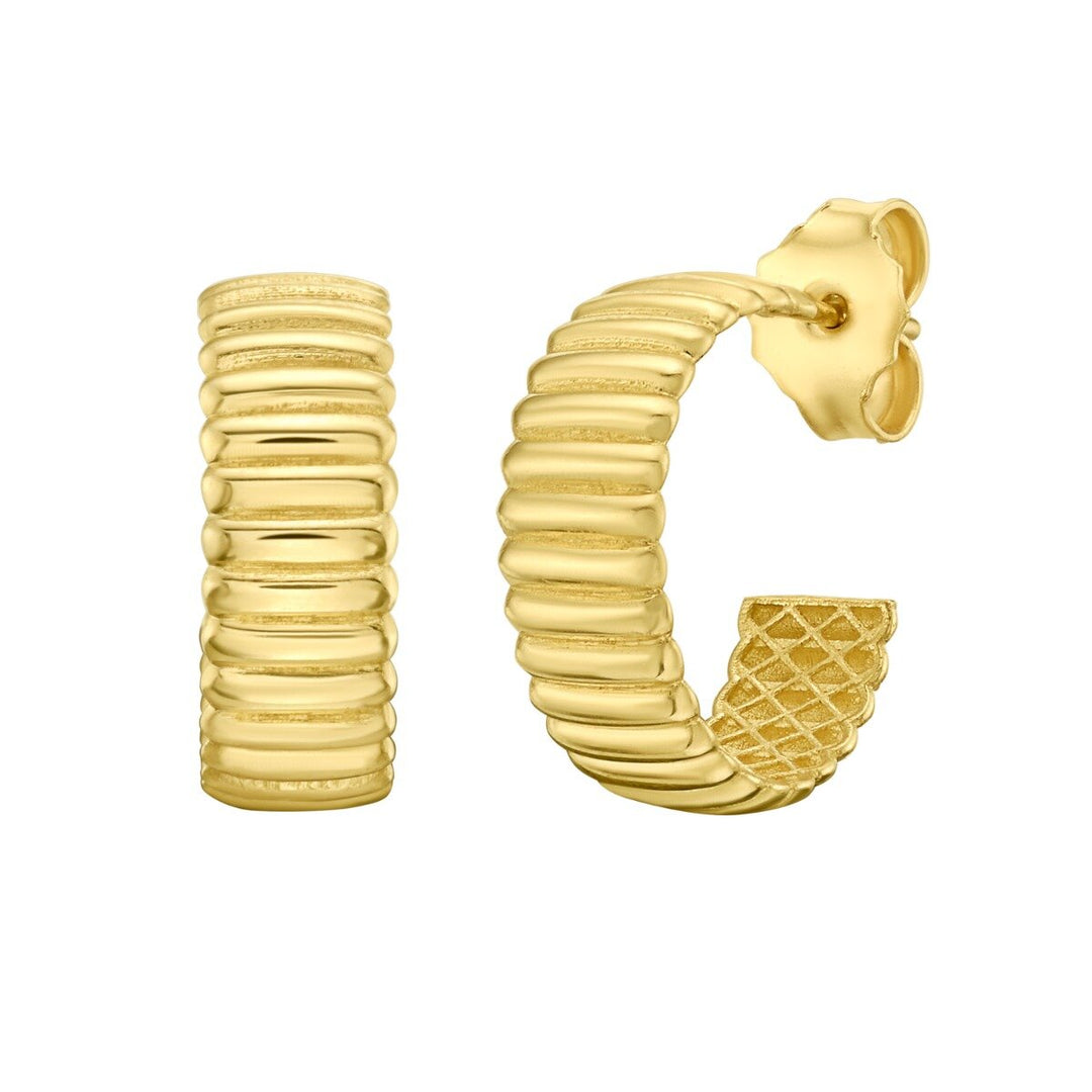 14K Tubogas C-Hoops, front view
