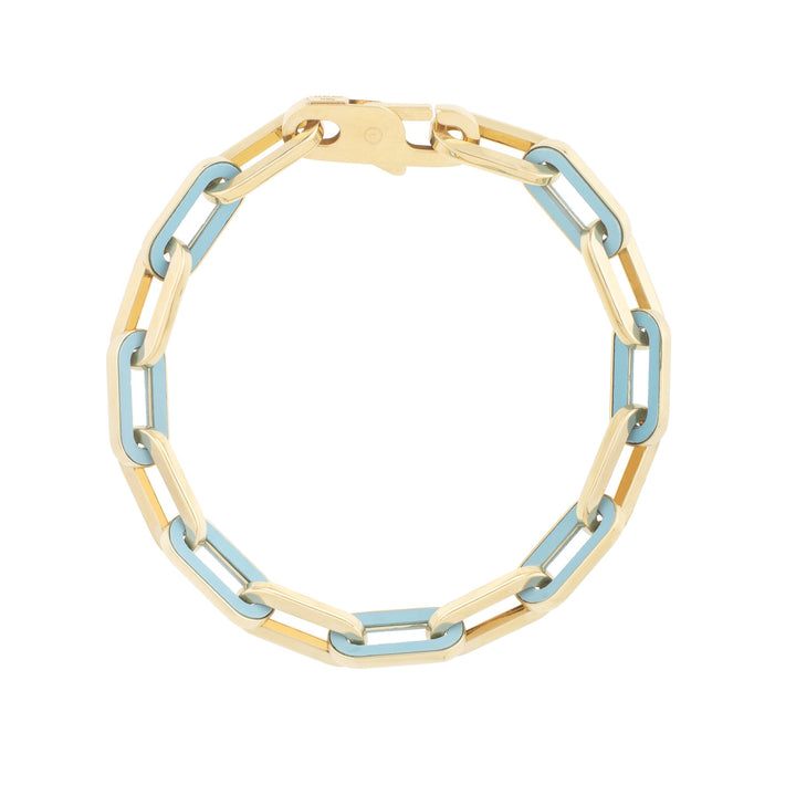 14K Turquoise Paperclip Gem Link Bracelet, front view