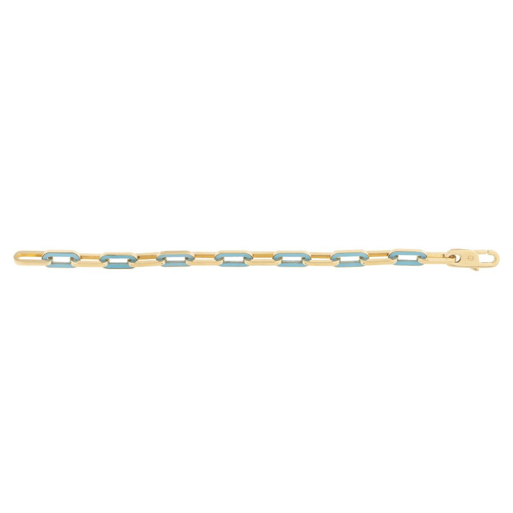 14K Turquoise Paperclip Gem Link Bracelet, view 2