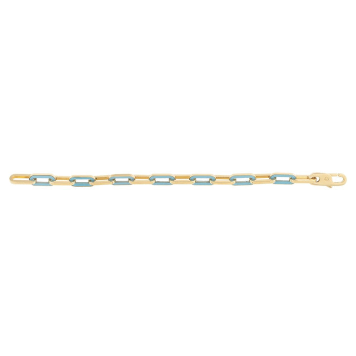 14K Turquoise Paperclip Gem Link Bracelet, view 2