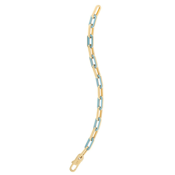 14K Turquoise Paperclip Gem Link Bracelet, view 3