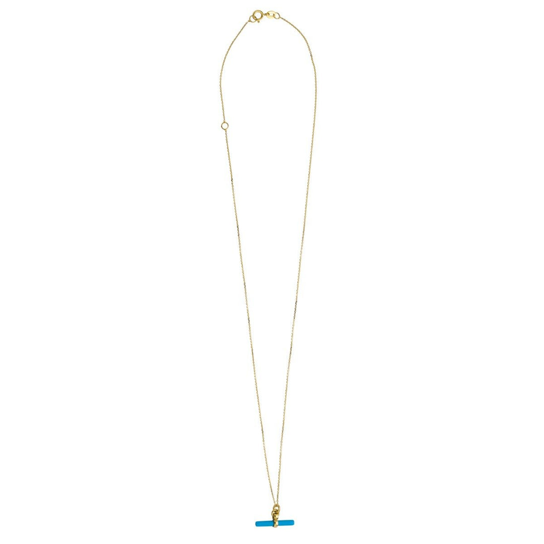 14K Turquoise T-Bar Necklace, view 3