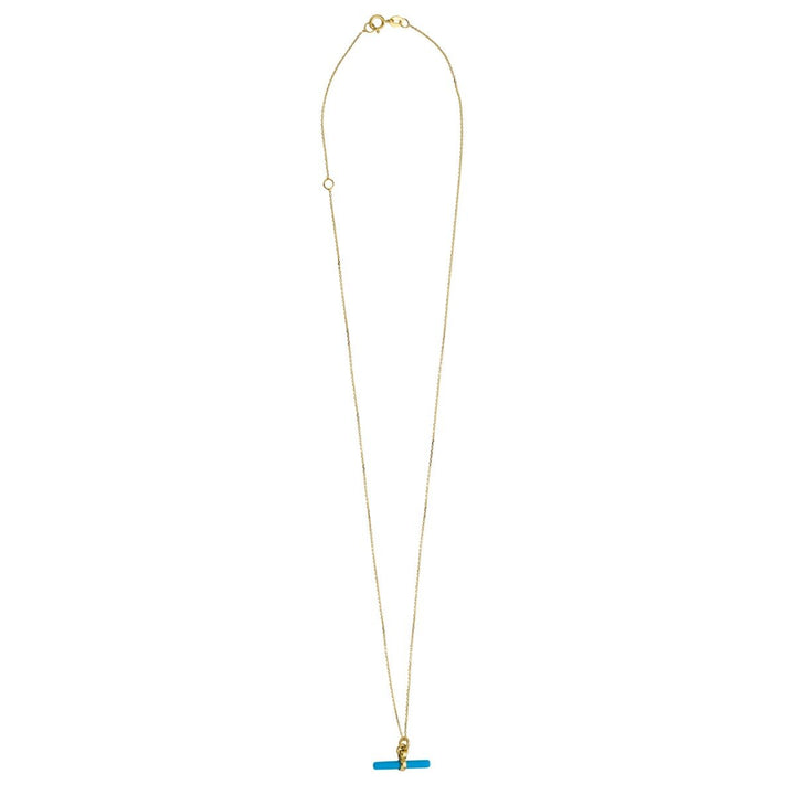 14K Turquoise T-Bar Necklace, view 3
