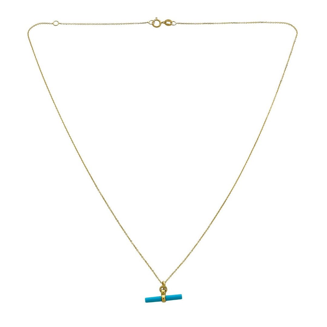 14K Turquoise T-Bar Necklace, view 4