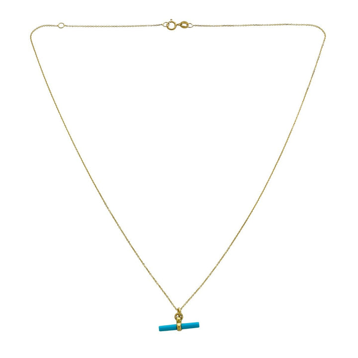 14K Turquoise T-Bar Necklace, view 4
