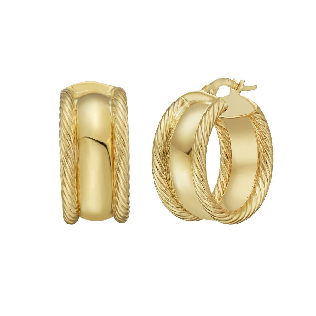 14K Twisted Barrel Hoops, front view