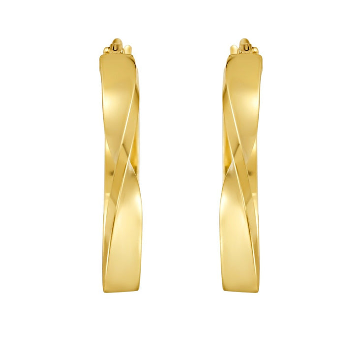 14K Twisted Square Tube Hoop Earrings, view 3