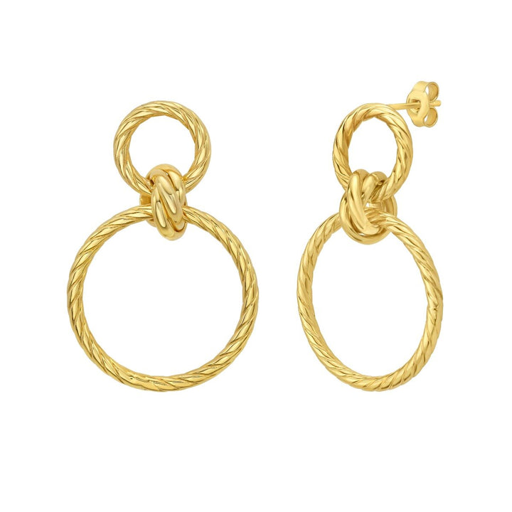 14K Twisted Up Door Knocker Earrings, front view