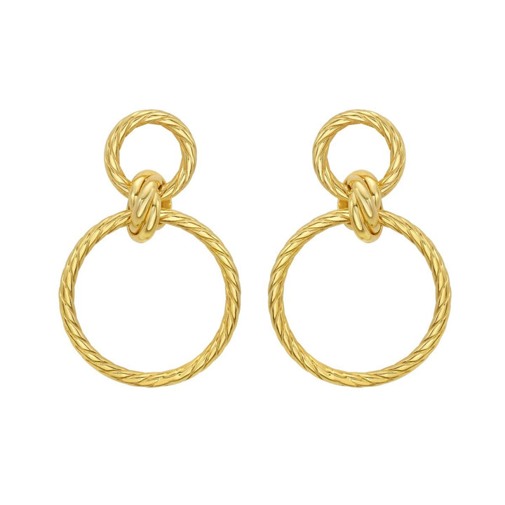 14K Twisted Up Door Knocker Earrings, view 2