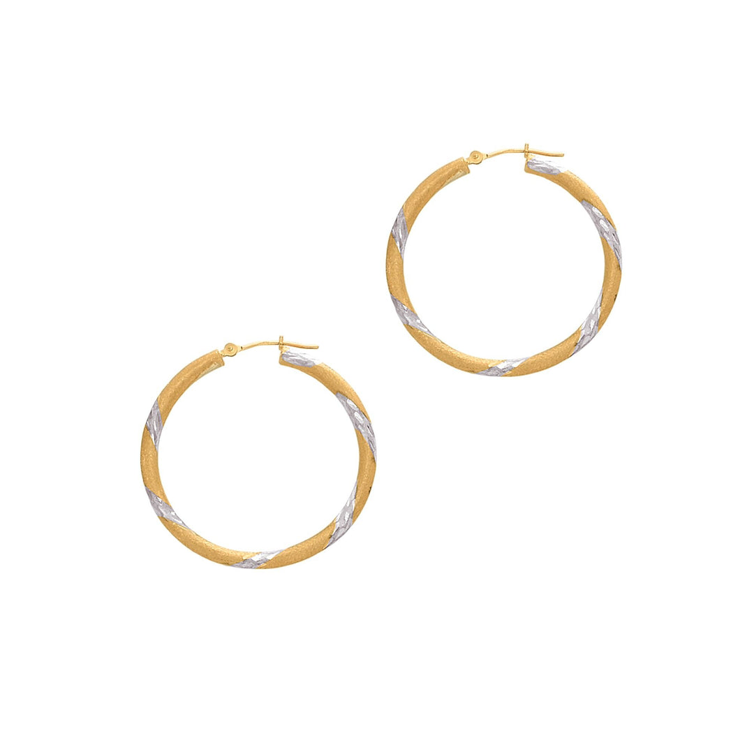 14K Two-Tone Gold 3x30mm Hoop Earring, front view