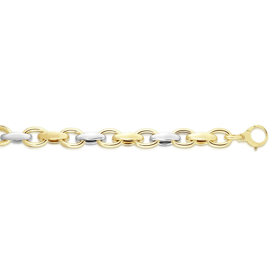 14K Two-tone Gold Alternating Three Plus One Heritage Link, front view